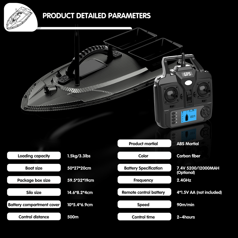 Bateau à appâts RC V070, 12000 - Fish Finder Gps avis et prix